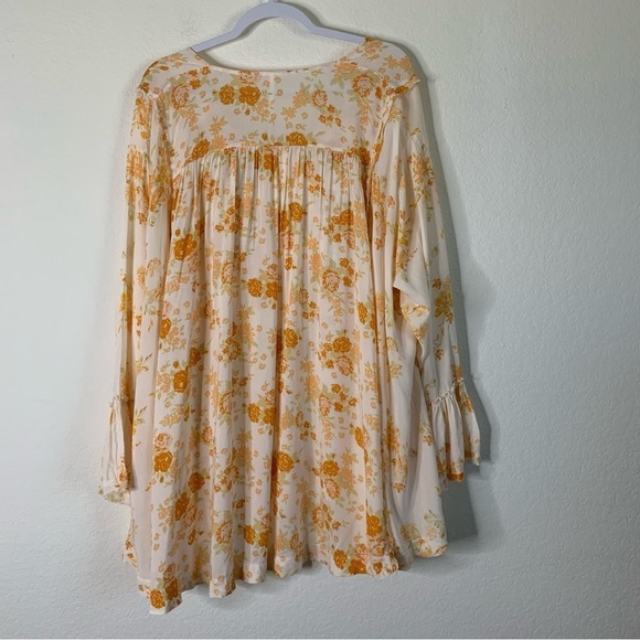 Free people Loretta tea combo Womens orange floral LS tunic M - Picture 10 of 10